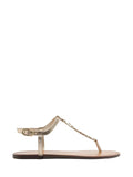 Sandali Bassi in Pelle Dorata Slim Metallizzati