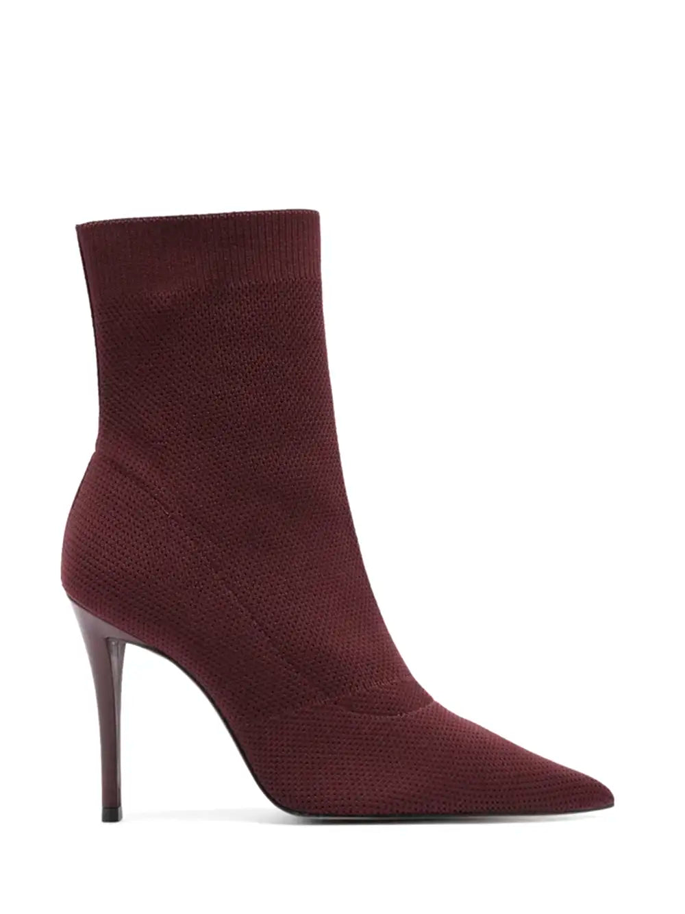 Arezzo Bordeaux Fabric Boot with Stiletto Heel