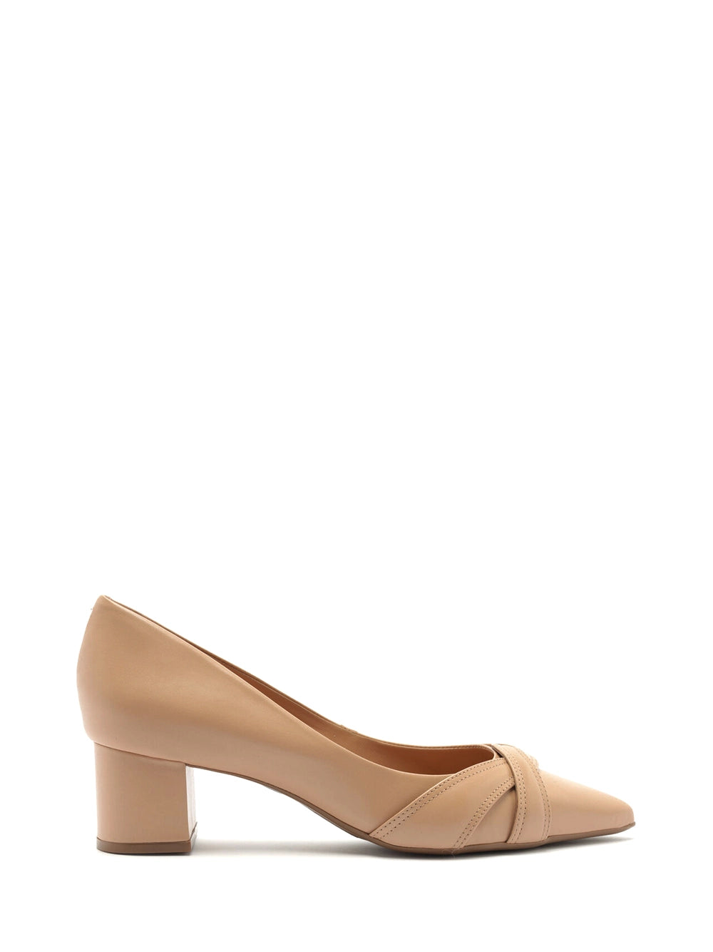 Scarpin Arezzo em Pele Beige e Salto Bloco