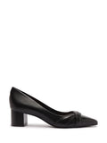 Scarpin Arezzo Preto em Pele e Salto Bloco