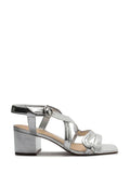Sandali Arezzo in pelle argento e fasce multiple