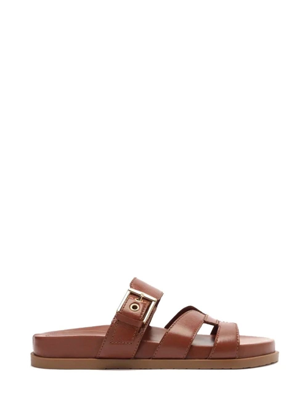 Sandalo in pelle marrone e fibbie