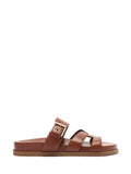 Sandalo in pelle marrone e fibbie