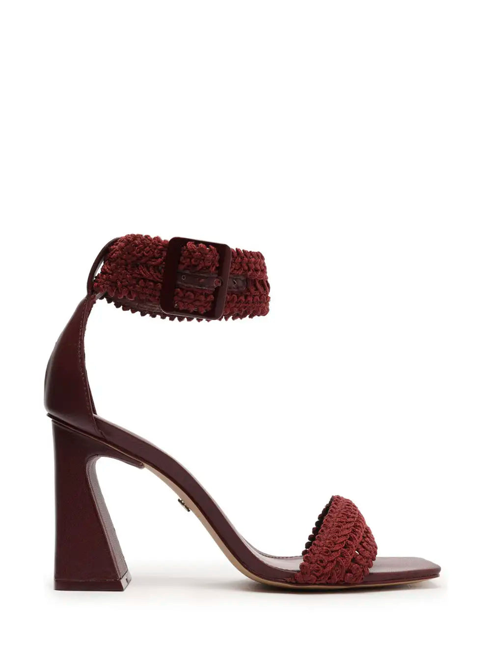 Sandalo Arezzo in Pelle Bordeaux con Fascette in Tessuto