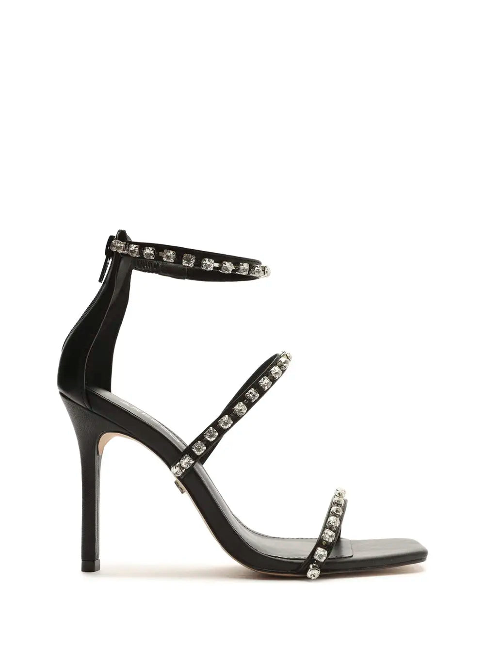 Sandalo Arezzo Nero in Pelle con Dettaglio Argento