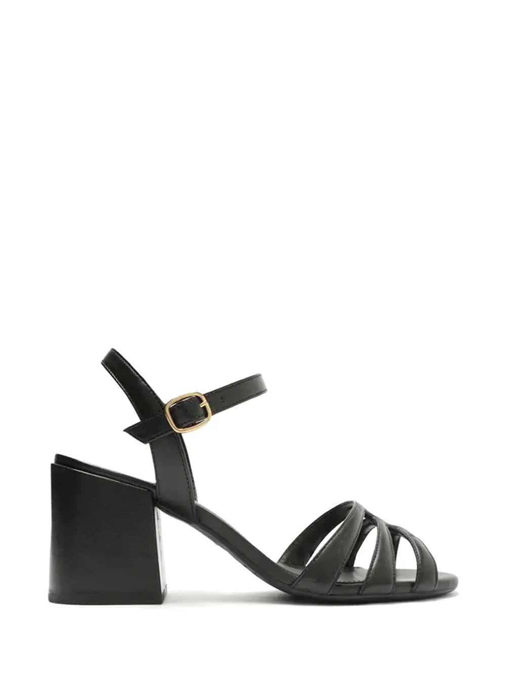 Sandalo Arezzo Nero in Pelle con Fascette Multiple