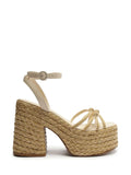 Sandalo Platform Arezzo in Pelle Bianca e Rafia