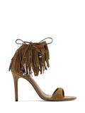 Sandalo Arezzo in camoscio marrone con frange