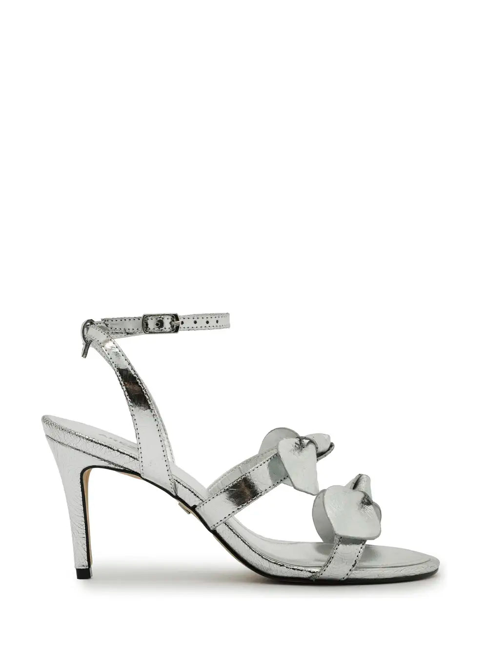 Arezzo Silver Leather Sandals with Bow Detail