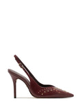 Décolleté Arezzo in pelle rossa con borchie
