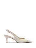 Décolleté in pelle bianca con tacco kitten slingback