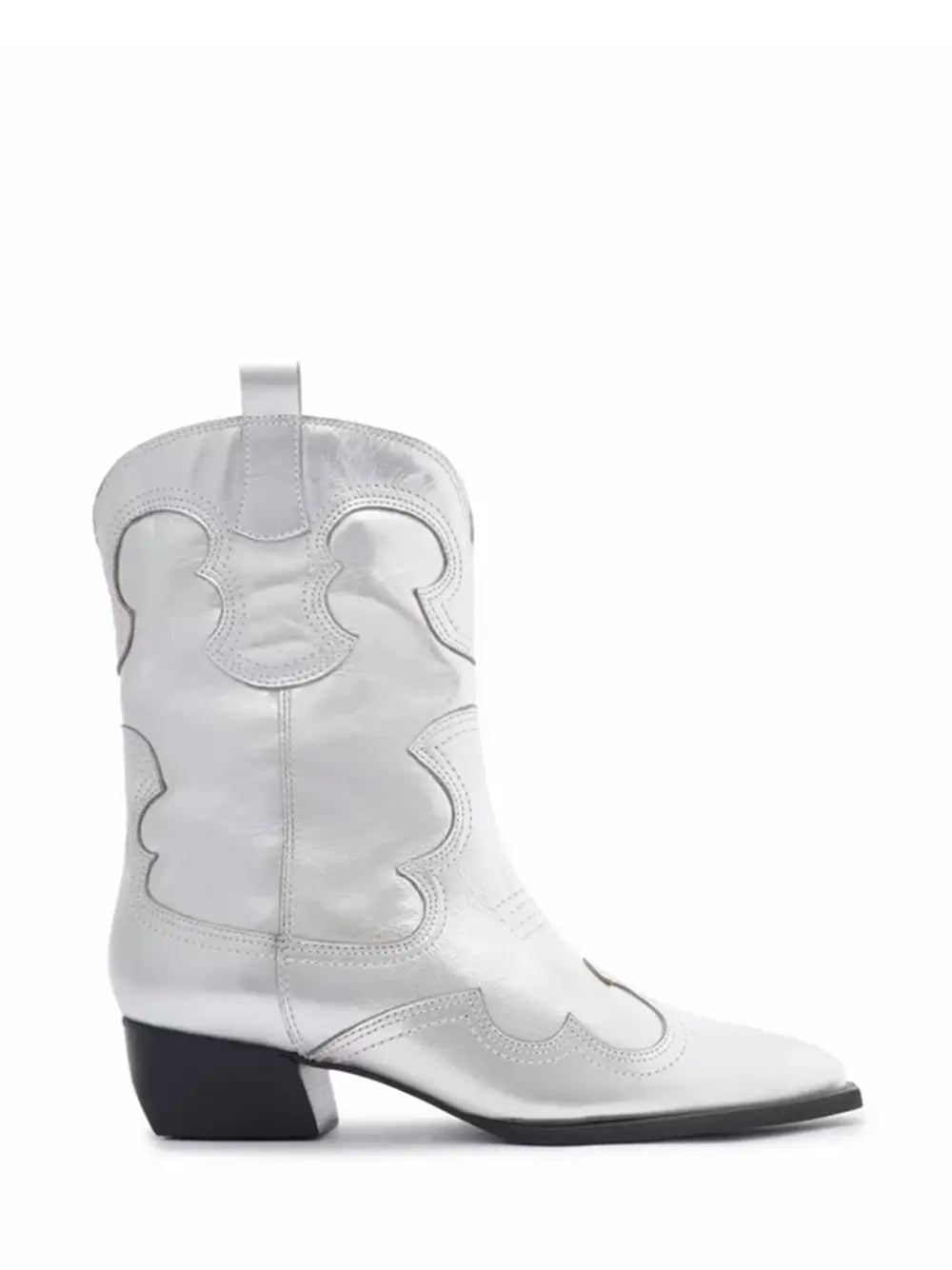 Stivale Texano Arezzo in Pelle Argento
