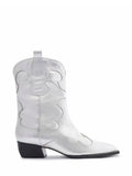 Stivale Texano Arezzo in Pelle Argento