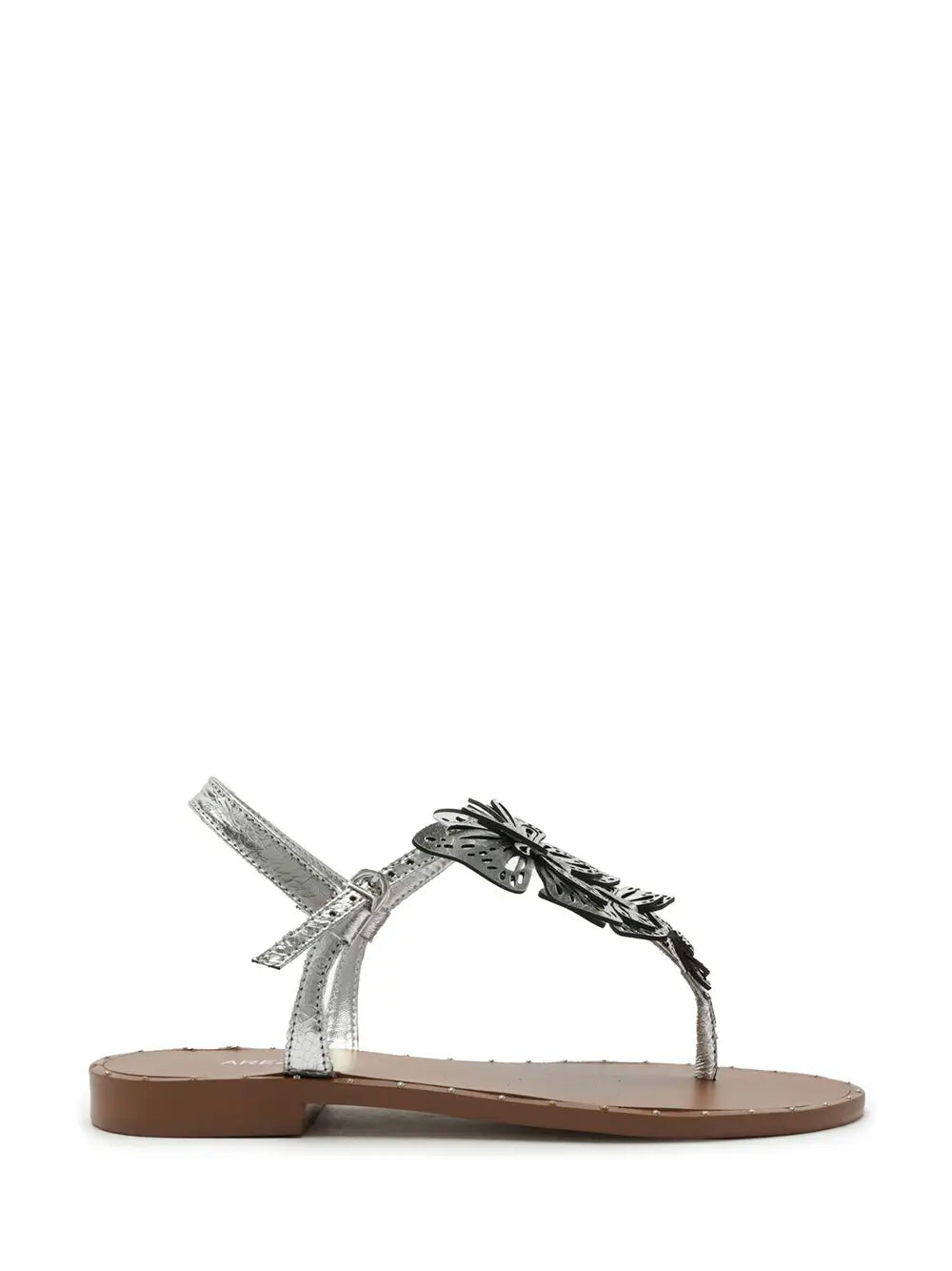 Sandalo Arezzo in Pelle Argento e Dettaglio Farfalle
