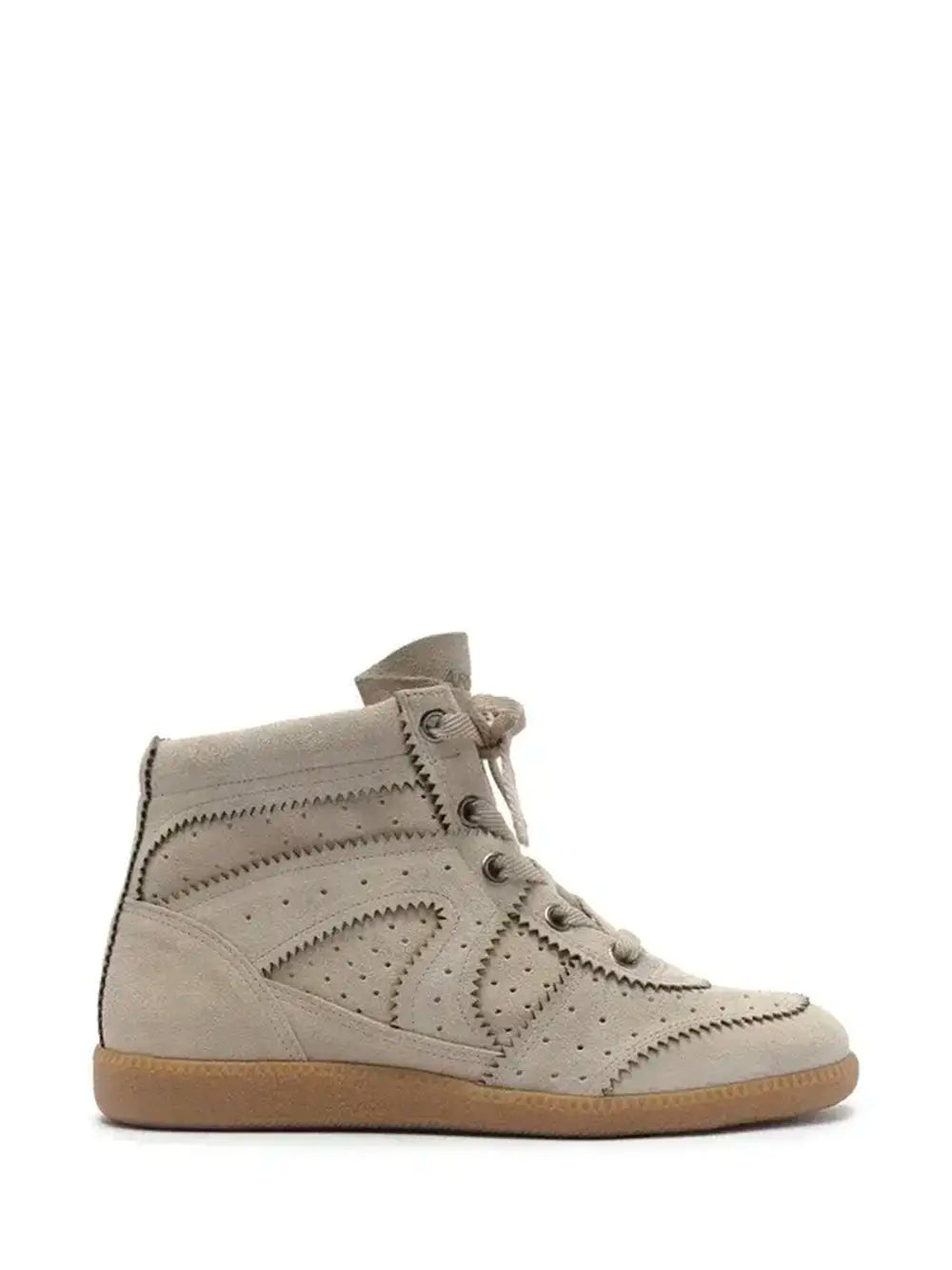 Sneakers in camoscio beige a taglio medio
