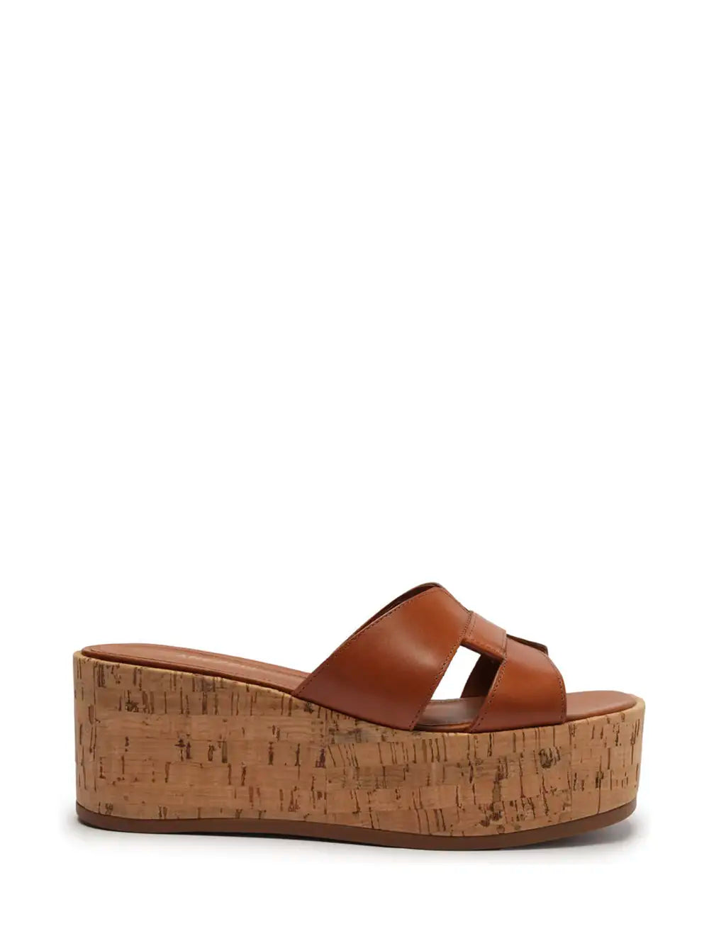 Arezzo Platform Sandal with Brown Leather Strap