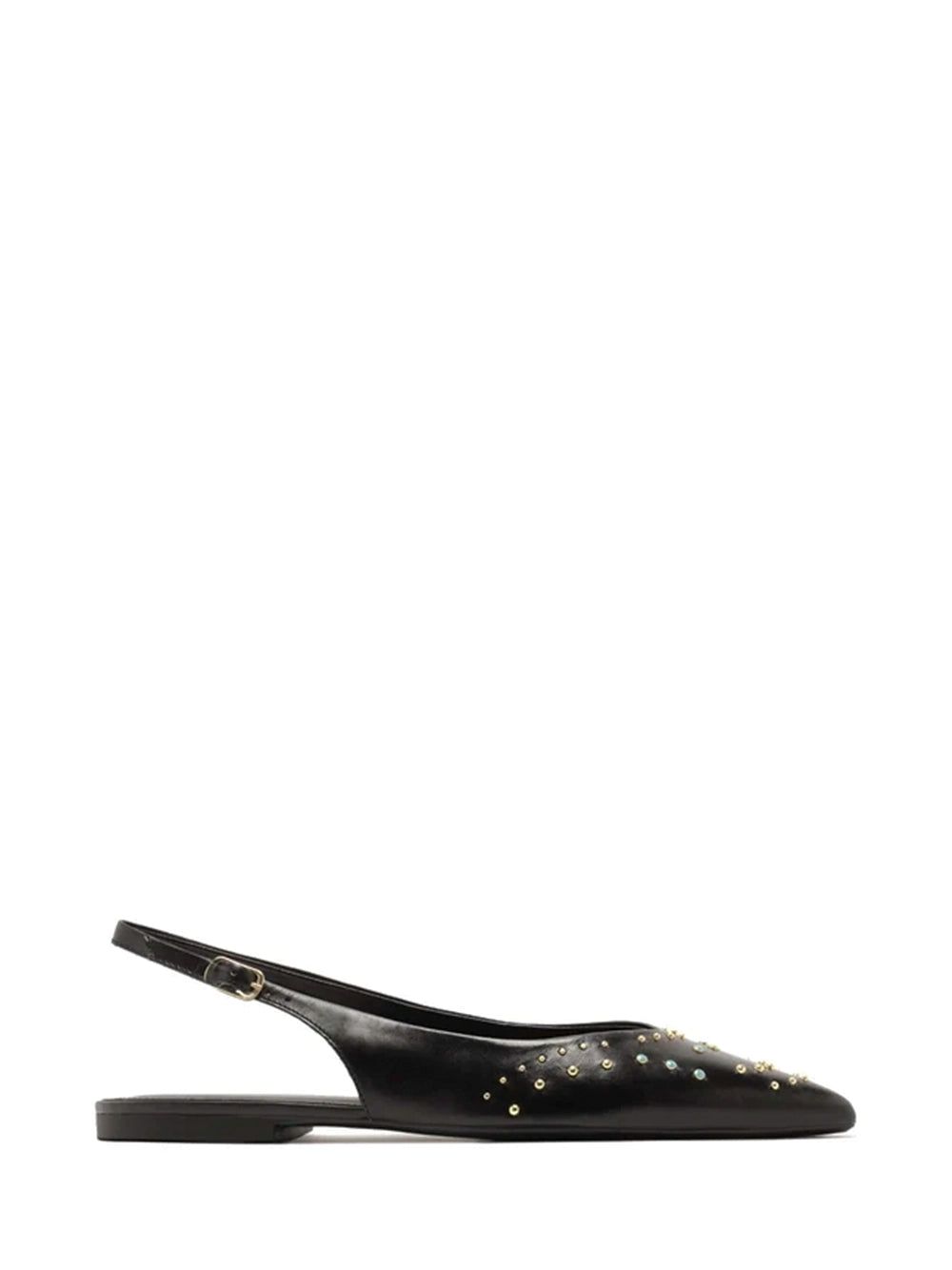 Black Leather Mule with Studs