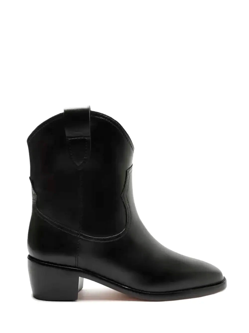 Arezzo Black Leather Cowboy Boots