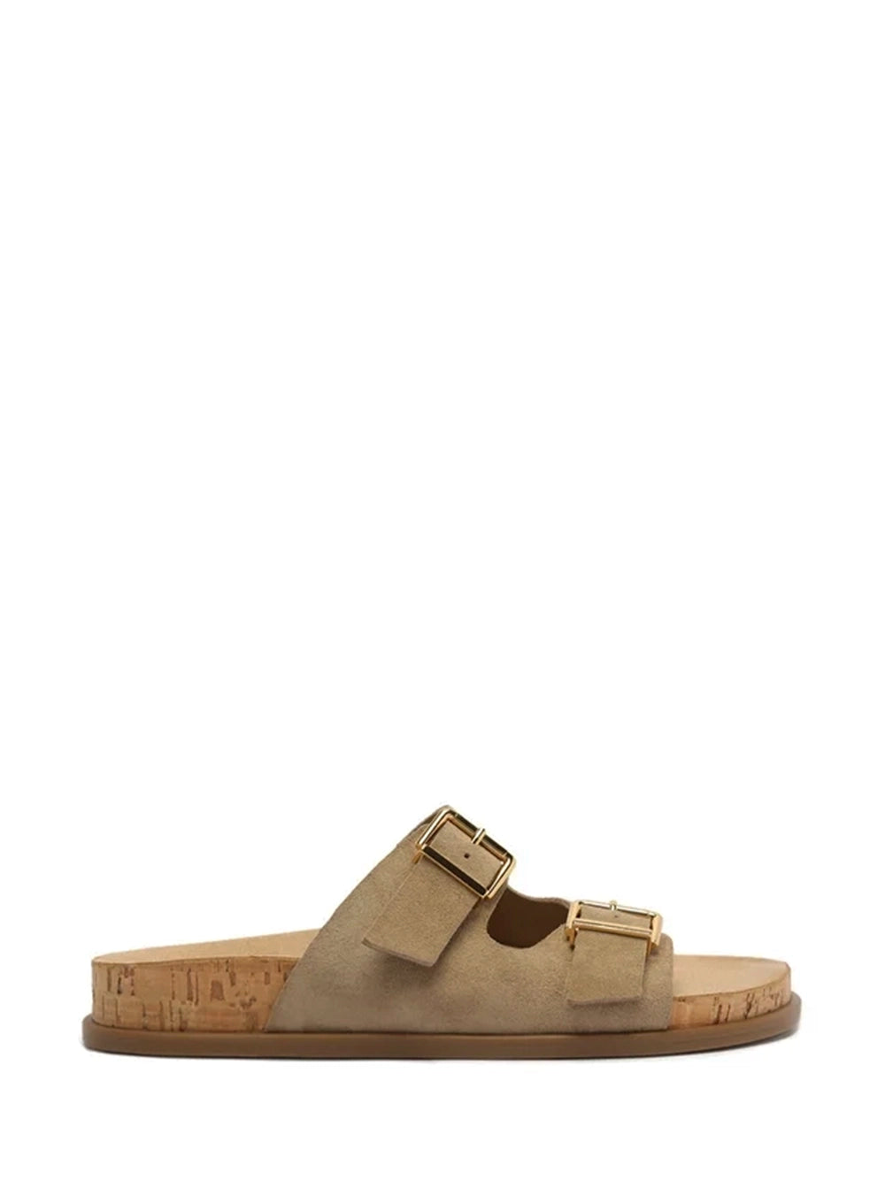 Sandalo in camoscio beige e fibbie