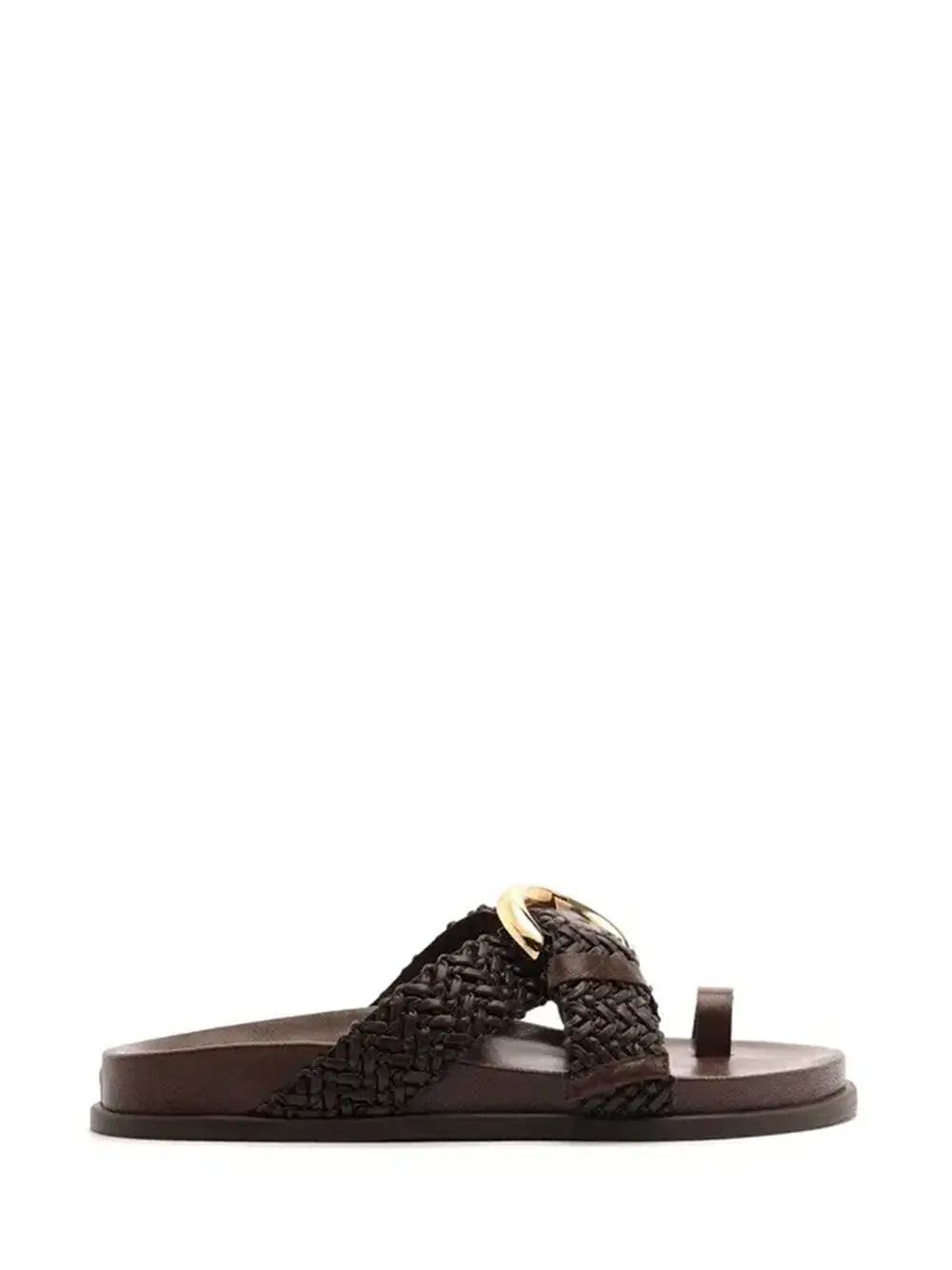 Sandalo Arezzo in Pelle Marrone e Fascette Intrecciate