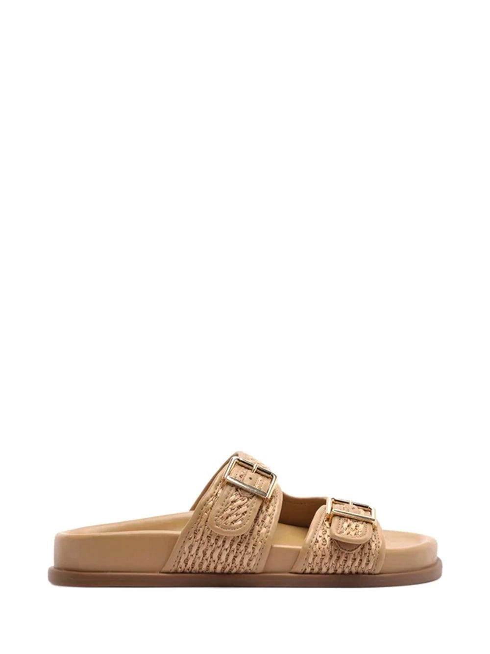 Sandalo in paglia beige e fibbie