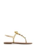 Sandalo Basso Beige Rafia Perline Fiori