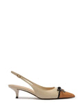 Décolleté in Pelle Beige e Punta Marrone