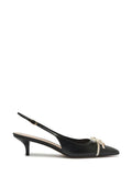 Décolleté slingback in pelle nera con tacco basso