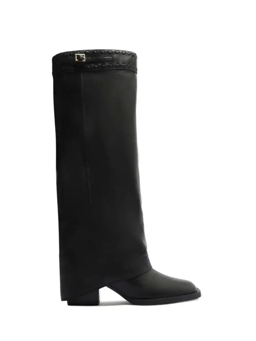 Black Leather High-Shaft Boot