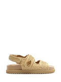 Sandalo beige ricamato con suola carrarmato