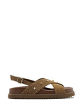 Sandali in camoscio marrone e borchie