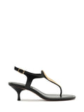 Sandali neri in pelle tacco kitten