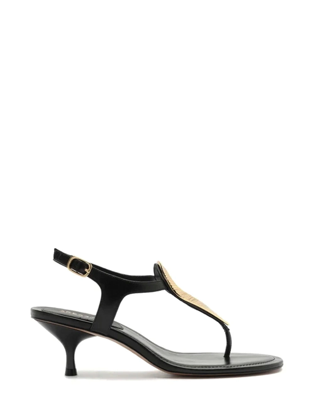 Sandali neri in pelle tacco kitten
