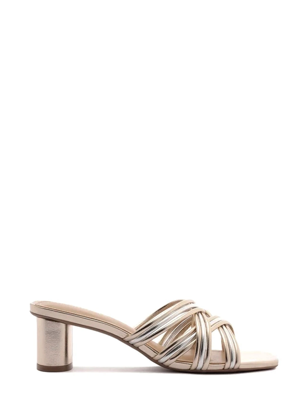 Sandalo in pelle metallizzata