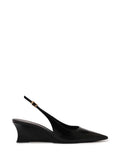 Décolleté Nero in Pelle con Zeppa Bassa