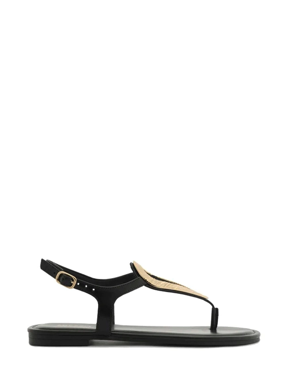 Sandalo Nero in Pelle e Metallo con Texture