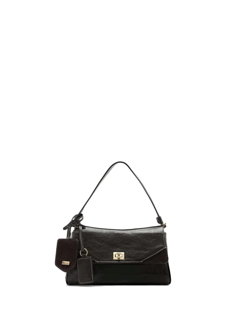 Borsa a tracolla mini in pelle marrone