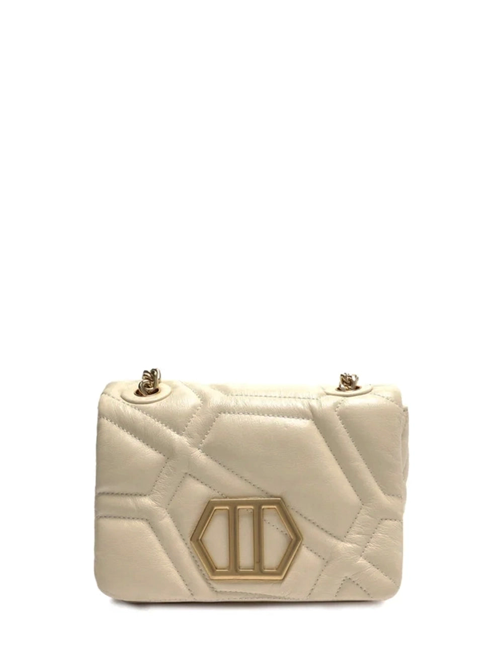 White Leather Midi Shoulder Bag