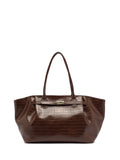 Mala Shopper Arezzo em Pele Castanha Croco
