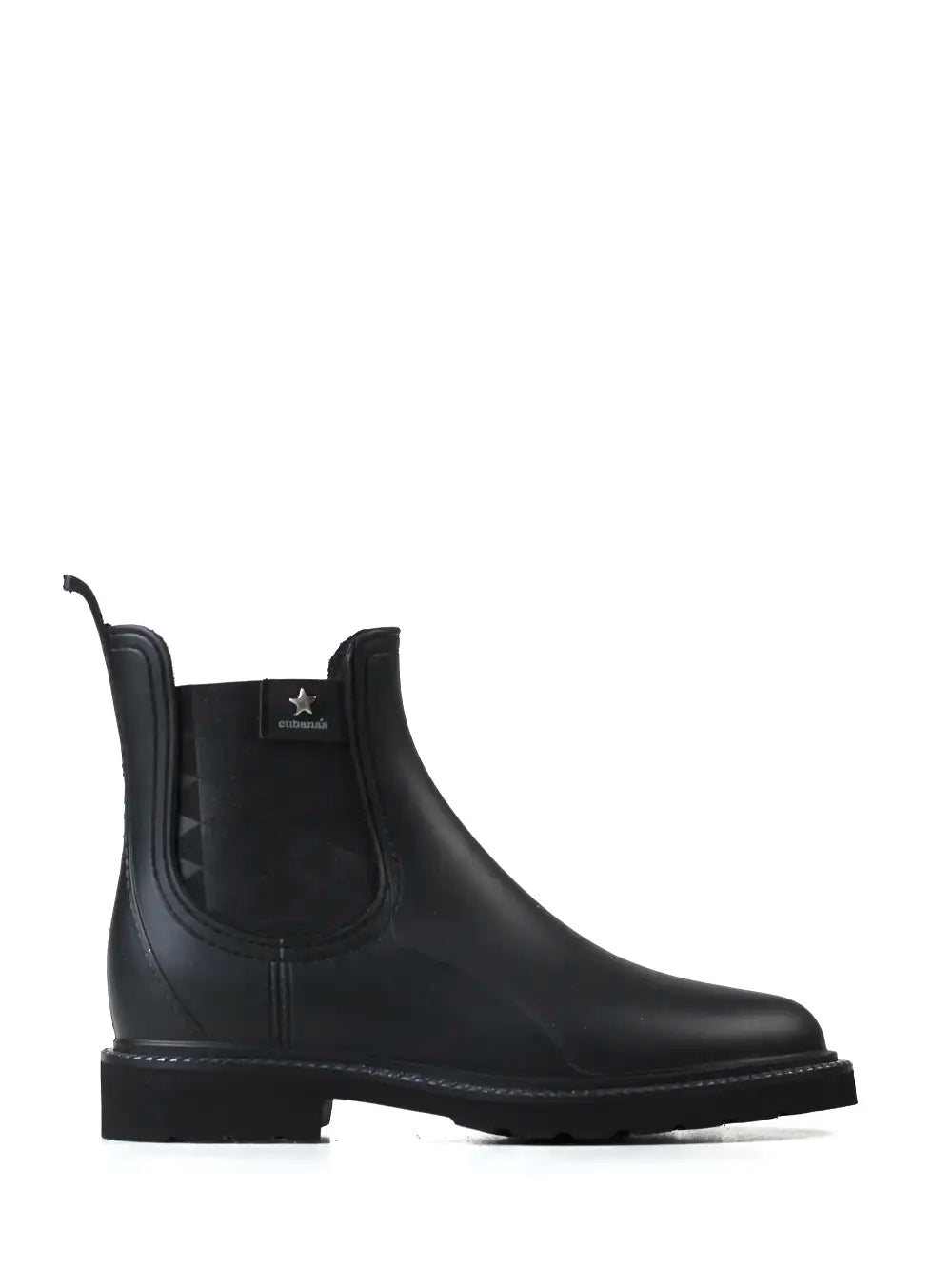 Stivale antipioggia in PVC nero ed elastico con stampa