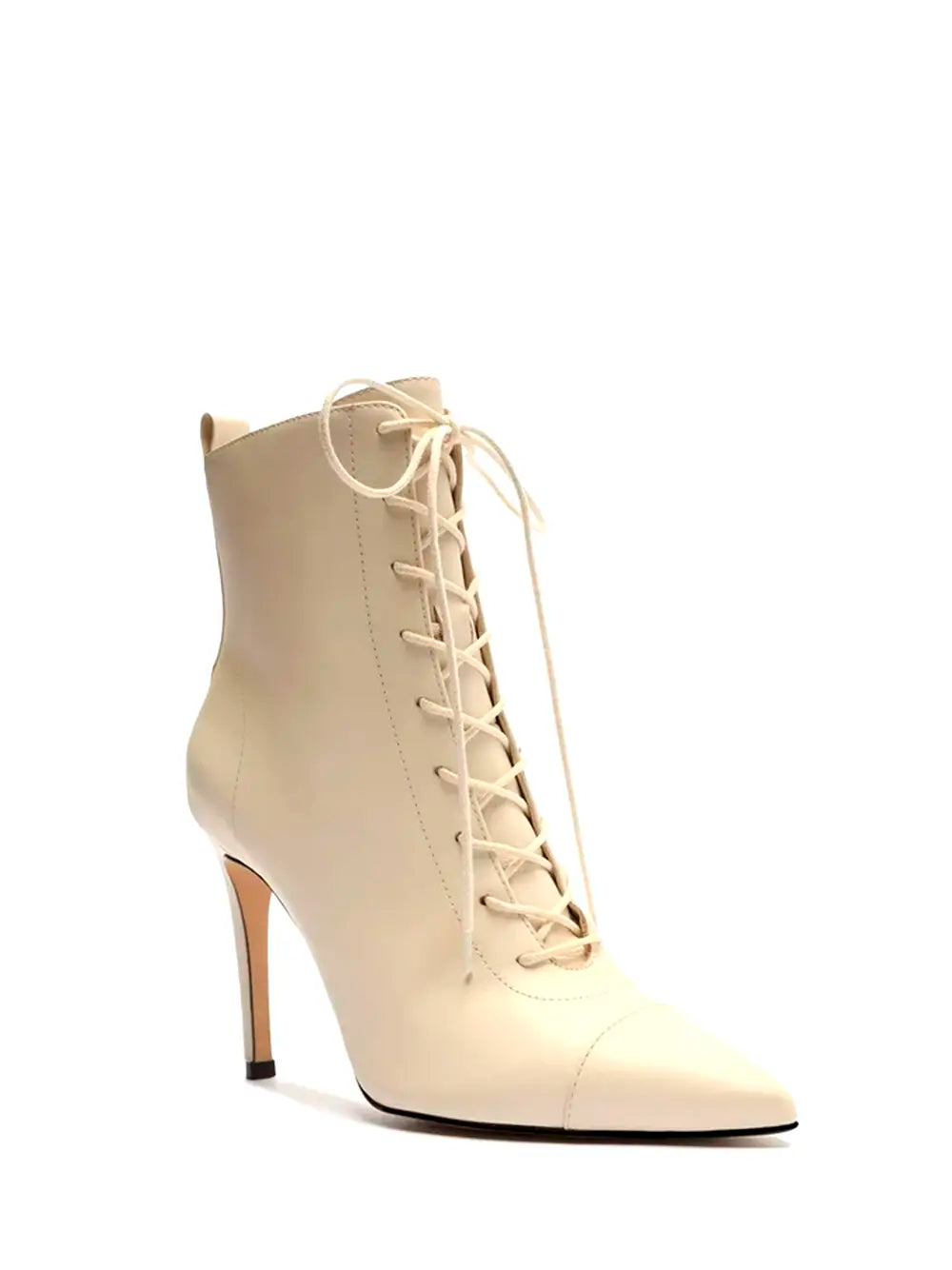 White Leather Lace-Up Arezzo Boots