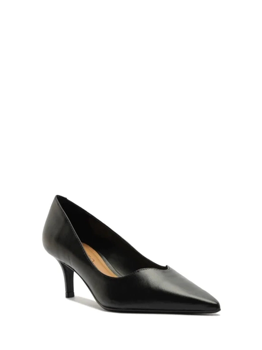 Scarpin Arezzo Preto em Pele e Salto Médio