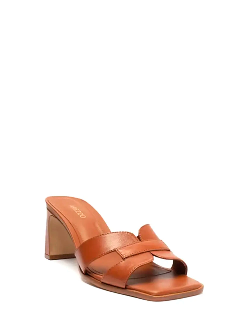 Arezzo Brown Leather Block Heel Sandals