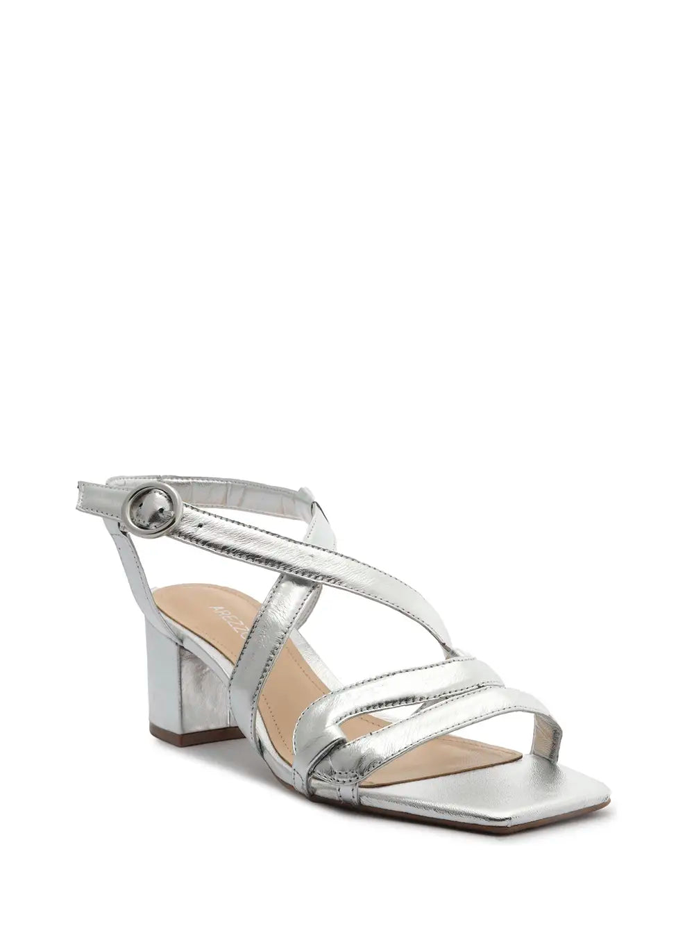 Arezzo Silver Leather Multi-Strap Sandal