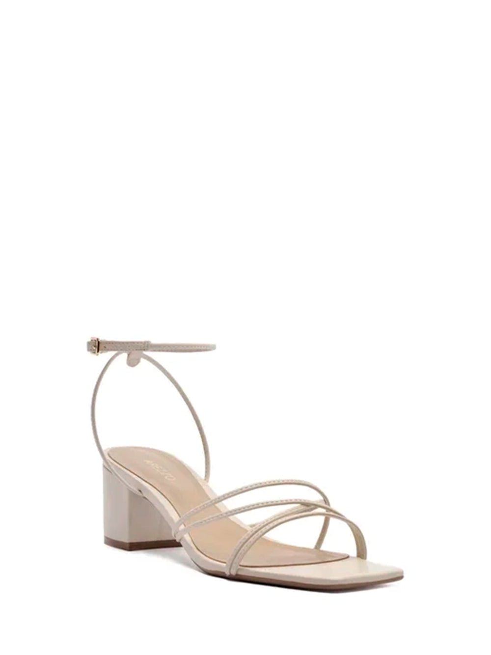 Sandalo in pelle off-white e fascette sottili