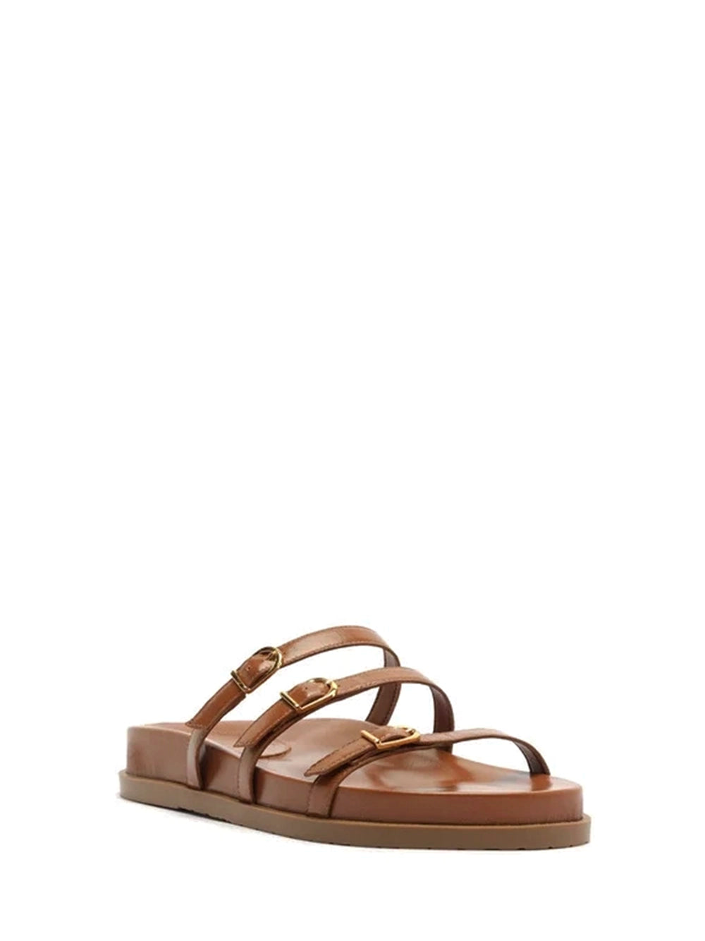 Sandalo in Pelle Marrone e Fascette