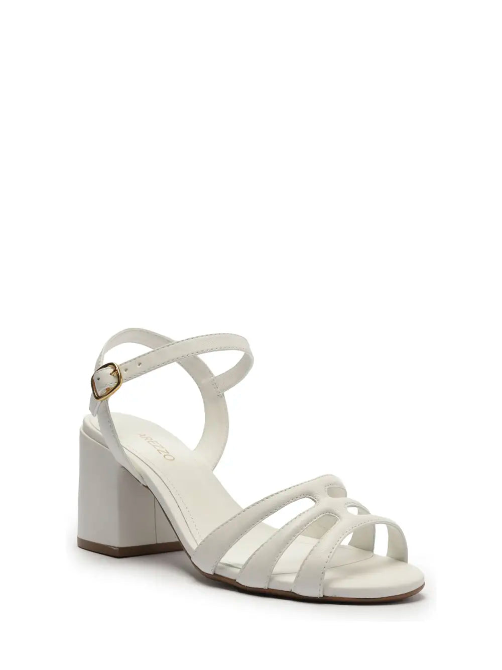 Sandalo Arezzo in pelle bianca con fascette multiple