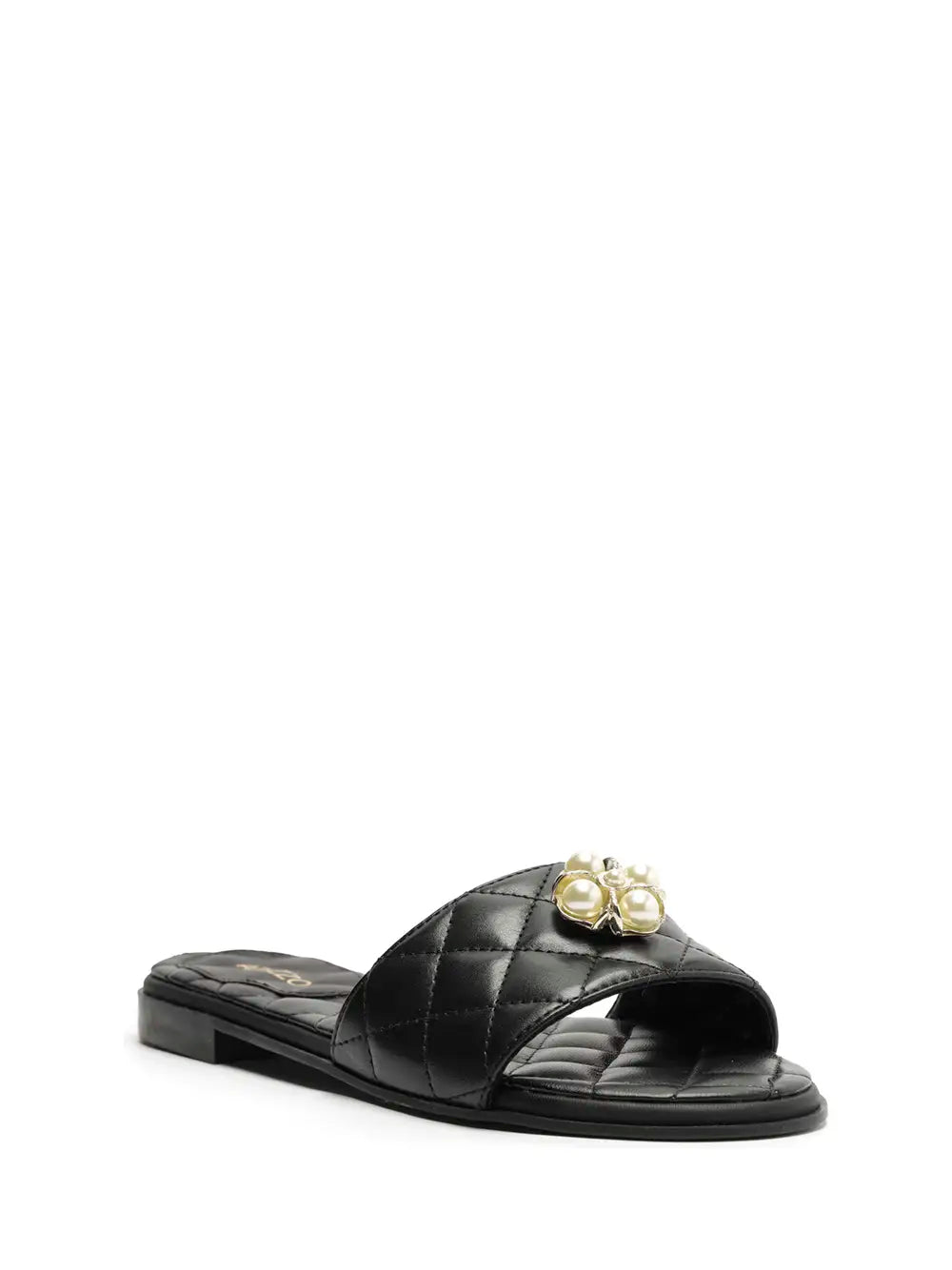 Sandalo Arezzo Nero in Pelle con Dettaglio Perle