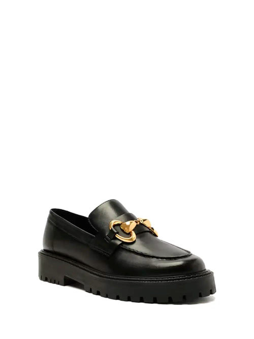 Loafer Preto Arezzo em Pele e Sola Tratorada