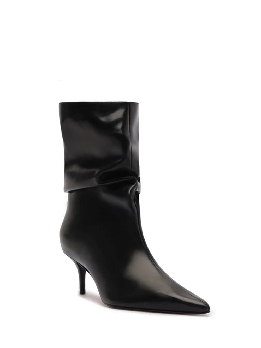 Bota Arezzo Preta em Pele e Cano Slouchy